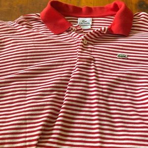 Vintage red and white striped Lacoste polo
